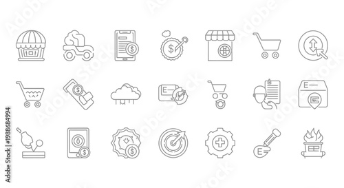 Business icons on white background.