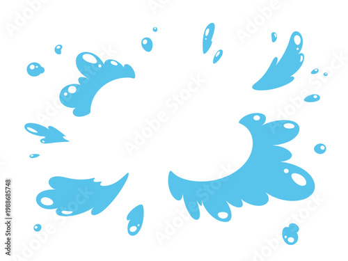 斜め上から見た水の爆発のイラスト素材_シンプル