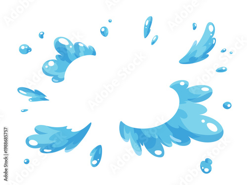 斜め上から見た水の爆発のイラスト素材