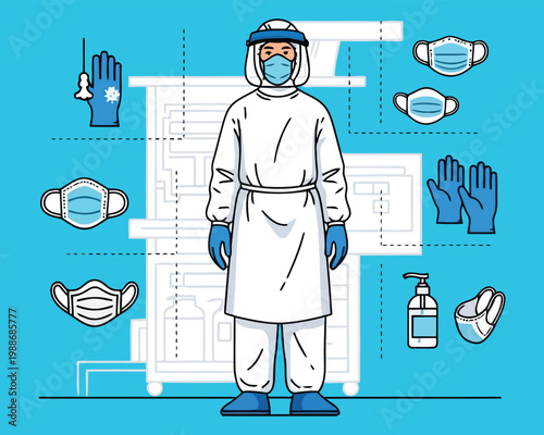 Person Wearing Full Personal Protective Equipment Suit.