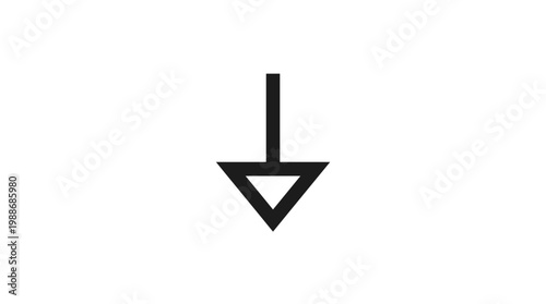 Black Downward Pointing Arrow Icon Symbol.