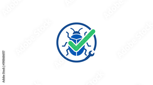 Bug Icon with Green Check Mark.