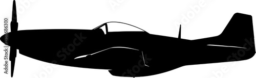 Classic world war two fighter aircraft silhouette in flight