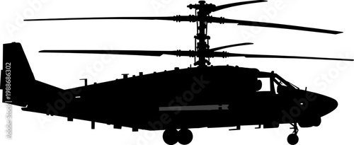 Coaxial rotor attack helicopter silhouette with stub wings
