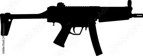 Classic submachine gun silhouette with fixed stock design