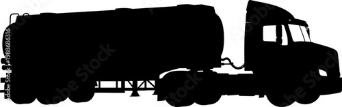 Commercial fuel tanker truck silhouette for liquid cargo transport