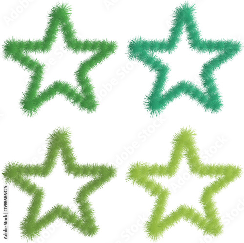 Photos Fuzzy star shape set with soft grass texture outlines