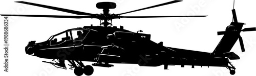 Combat attack helicopter silhouette showing weapons pylons and sensors