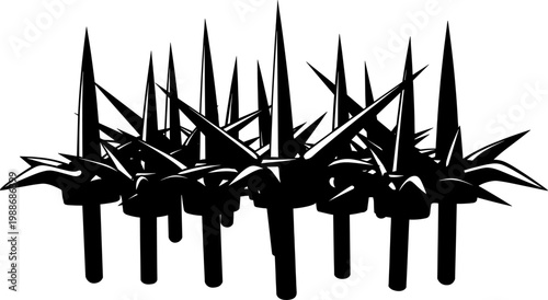 Defensive metal caltrops spikes for area denial