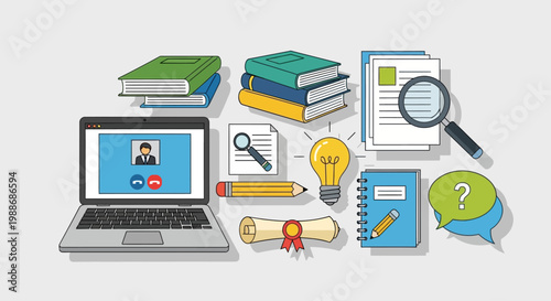 Laptop with online education materials.