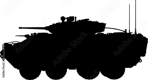 Modern wheeled combat vehicle silhouette with turret