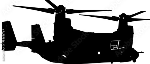 Multi-role tiltrotor aircraft silhouette in transition flight mode