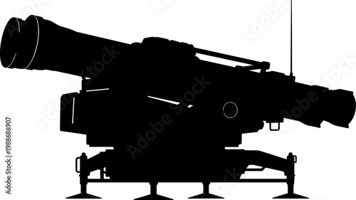 Surface-to-air missile launcher silhouette on a mobile base