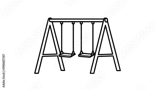 Bilde på lerret Swing set vector icon black outline playground children outdoor