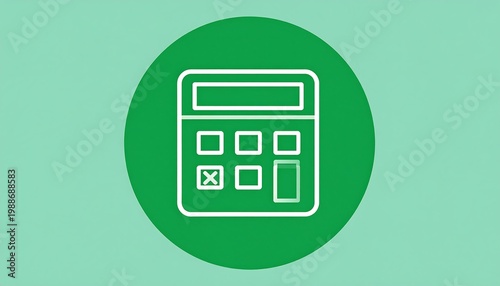 Green calculator icon on white background.