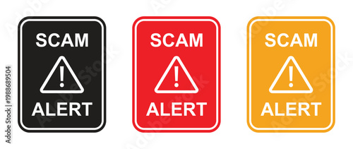 Scam Alert Warning Icon Set with Security Warning Symbols