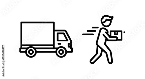 Delivery courier icon with truck and package fast shipping service delivery shipping logistics transport transportation distribution deliveryman