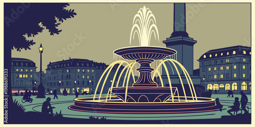 USA Fountain Show Cinematic – Dancing Water Jets, Colorful Lights & Night Spectacle | Luxury City Entertainment, Music Sync Performance & Iconic Tourist Attraction Scene