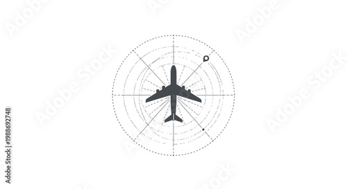 Airplane silhouette on navigation chart background.