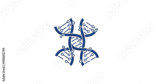 Intricate blue DNA double helix design.