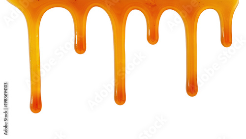 Canvastavla Thick amber caramel syrup dripping, isolated on transparent background