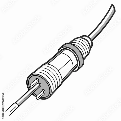 A close up of a cable with a connector