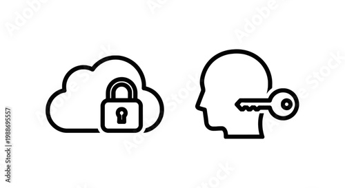 Cloud security and personal data privacy icons with security protection technology internet password encrypted information computing intelligence