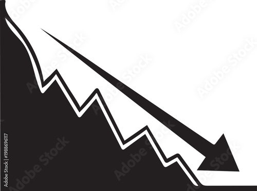 Financial Loss Graph with Downward Arrow Silhouette