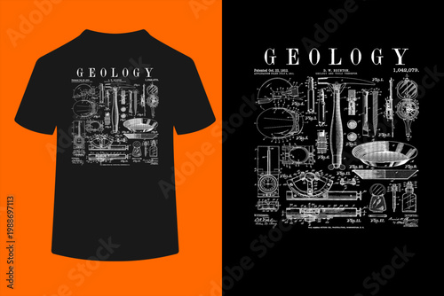 Geology Geologist Field Kit Tools Vintage Patent Print T-Shirt
