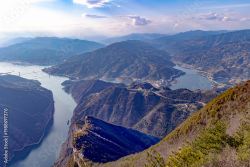 Qutang Gorge, the narrowest and most majestic of the Three Gorges of the Yangtze River in China. This area is known as the 