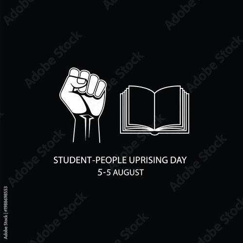 A graphic illustration commemorating Student-People Uprising Day with a raised fist and an open book