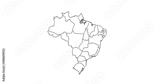 A simple black and white outline map depicting the geographical boundaries of Brazil and its states