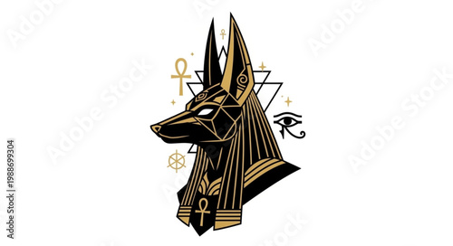 Foto Ancient Egyptian Anubis God of the Afterlife Illustration.