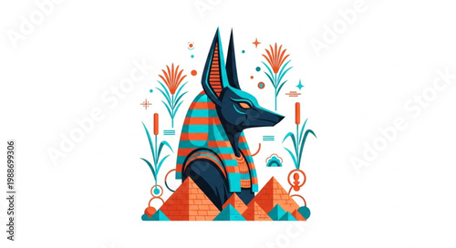 Ancient Egyptian Anubis God of Mummification and Afterlife.