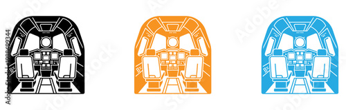 Three stylized icons representing different types of game controllers isolated on transparent background, Vector