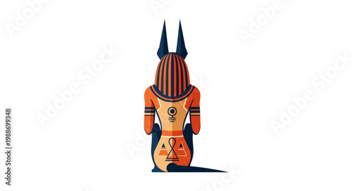 Ancient Egyptian Anubis God Statue Isolated White Background.