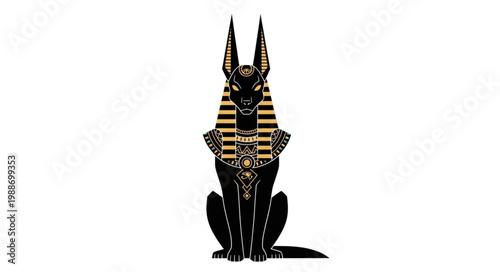 Ancient Egyptian Anubis God Statue Isolated on White Background.