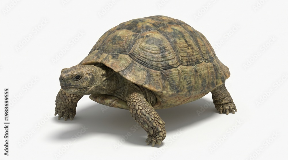 Obraz premium Large tortoise walking forward with its legs and head visible