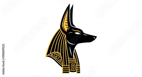 Ancient Egyptian god Anubis jackal head profile illustration 3.