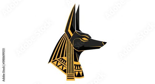Ancient Egyptian God Anubis Jackal Head Profile.