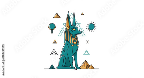 Ancient Egyptian God Anubis Jackal Headed Deity Illustration 1.