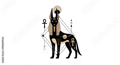 Ancient Egyptian God Anubis Jackal Headed Deity Illustration 2.