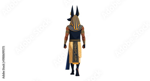 Ancient Egyptian God Anubis Jackal Headed Deity Standing Tall.