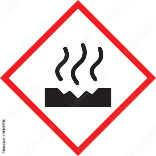 Corrosive hazard symbol GHS pictogram for chemical danger warning sign for skin and metal damage isolated on white background