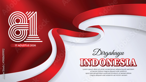 81th Happy Indonesia Independence Day 2026 Celebration Banner.
