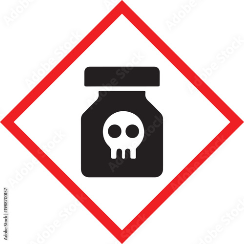 Skull and crossbones poison warning symbol GHS hazard pictogram for toxic substances isolated on white background