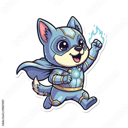 Cartoon dog superhero mascot character.