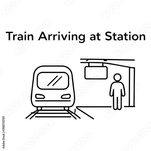 Train arriving at station line icon
vector line icon on a white background