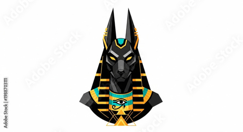 Anubis Egyptian God Bust Sculpture with Intricate Details and Golden Accents 1.