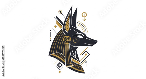Anubis Egyptian God Ancient Mythology Jackal Head Illustration.